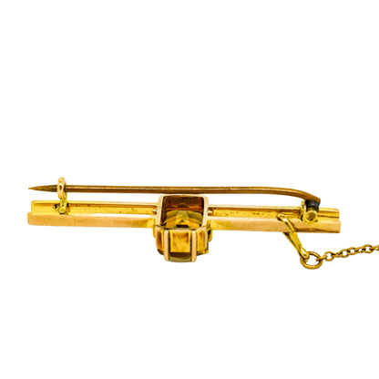 Victorian 3ct citrine 9ct yellow gold double bar brooch / tie pin