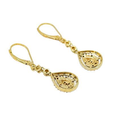 Vintage diamond cluster teardrop earrings in vermeil sterling silver