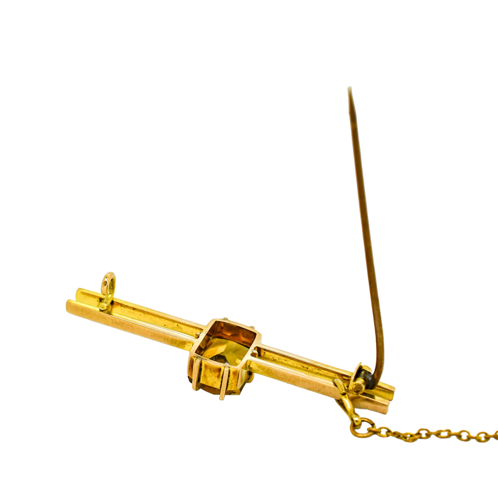 Victorian 3ct citrine 9ct yellow gold double bar brooch / tie pin