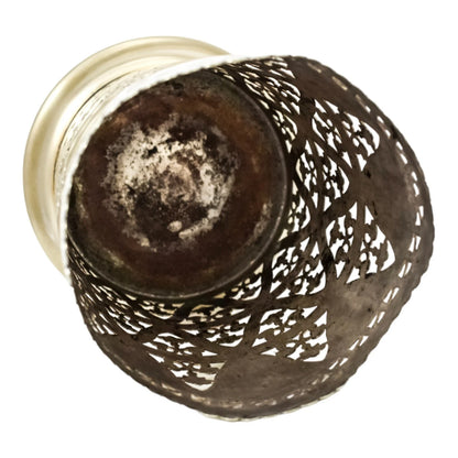 Large silver plated Art Nouveau tall bottle coaster with fluted rim and pierced body