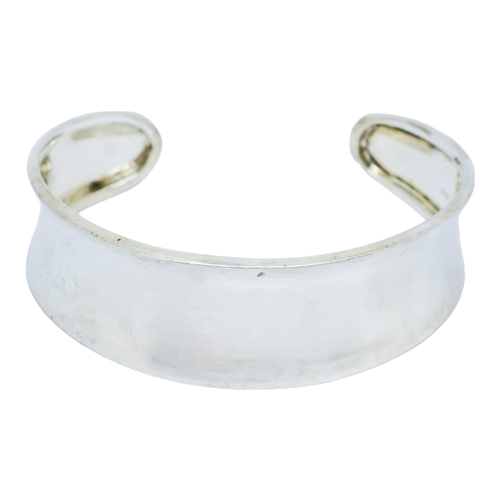 Vintage wide sterling silver curved concave cuff bracelet bangle