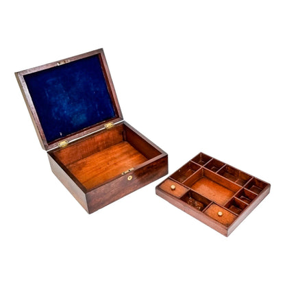 Romantic Victorian rosewood sewing / jewellery storage box with heart cartouche