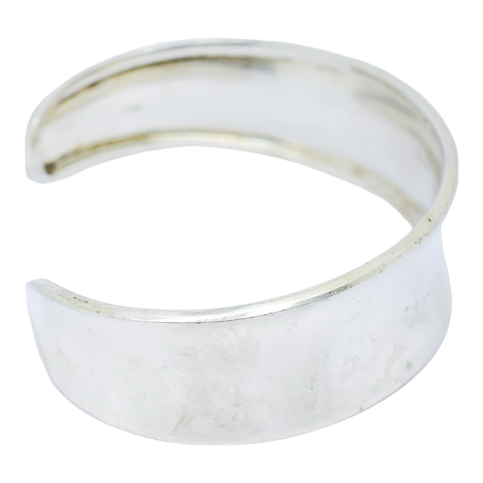 Vintage wide sterling silver curved concave cuff bracelet bangle