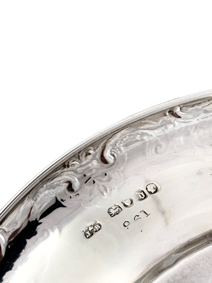 Early Victorian sterling silver large butter dish, Islamic design, coat of arms