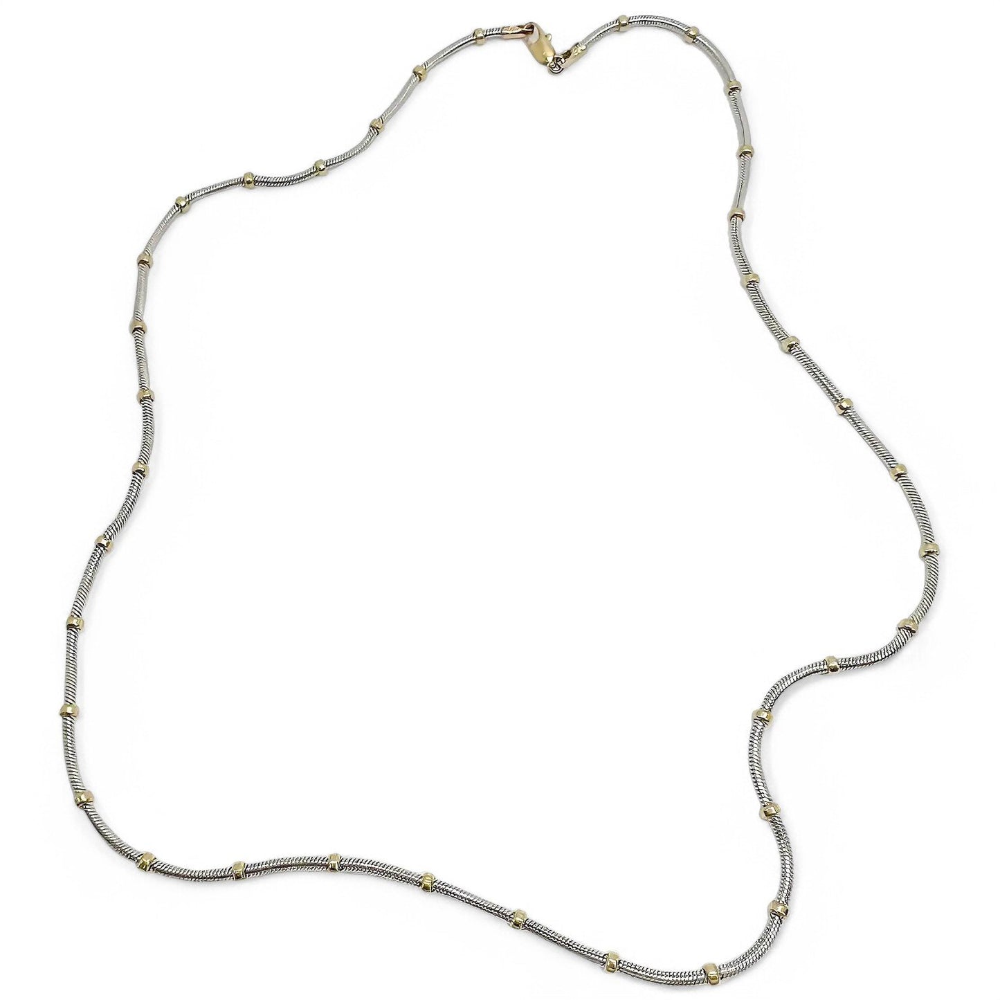 Vintage bicolour 9kt yellow and gold fancy link chain necklace