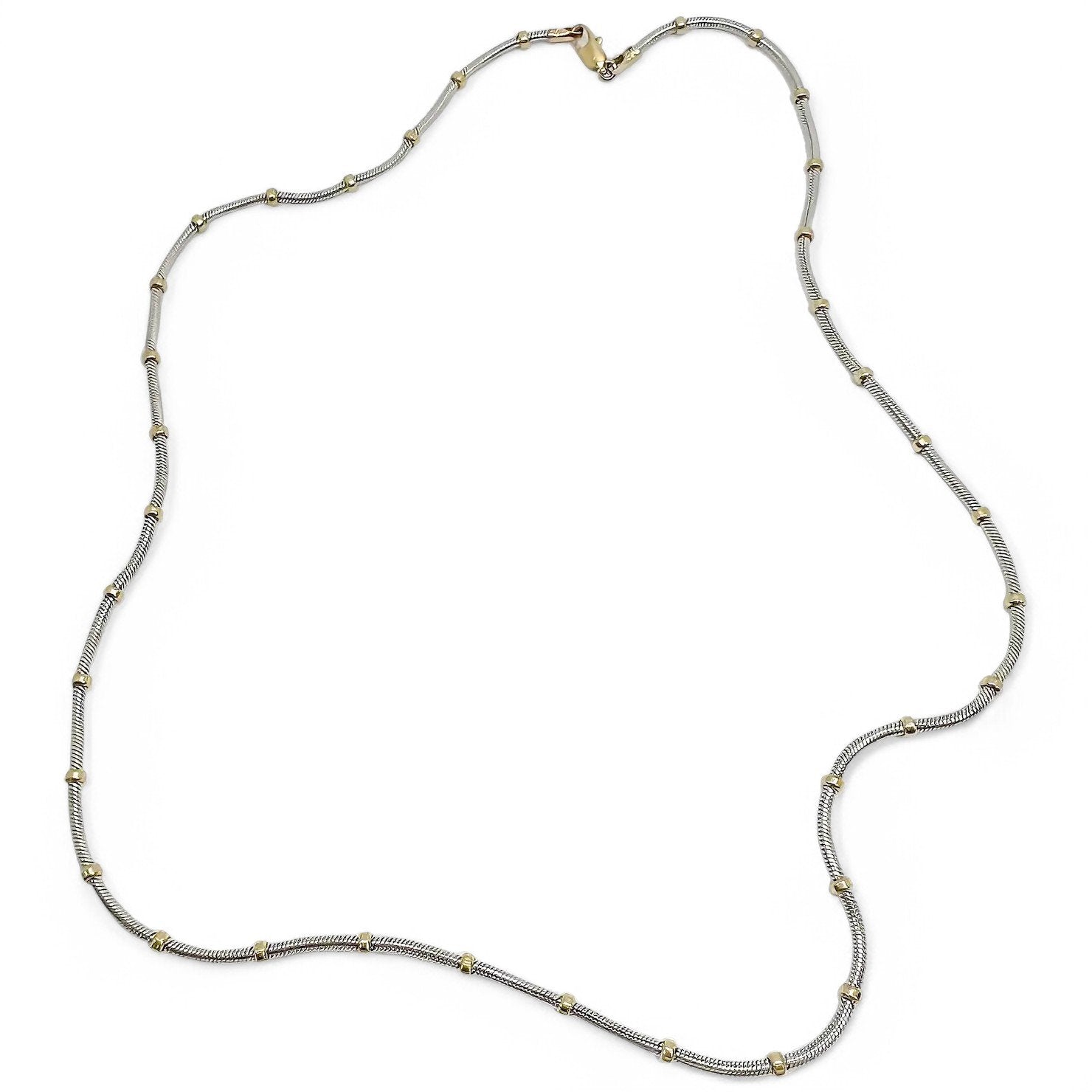Vintage bicolour 9kt yellow and gold fancy link chain necklace