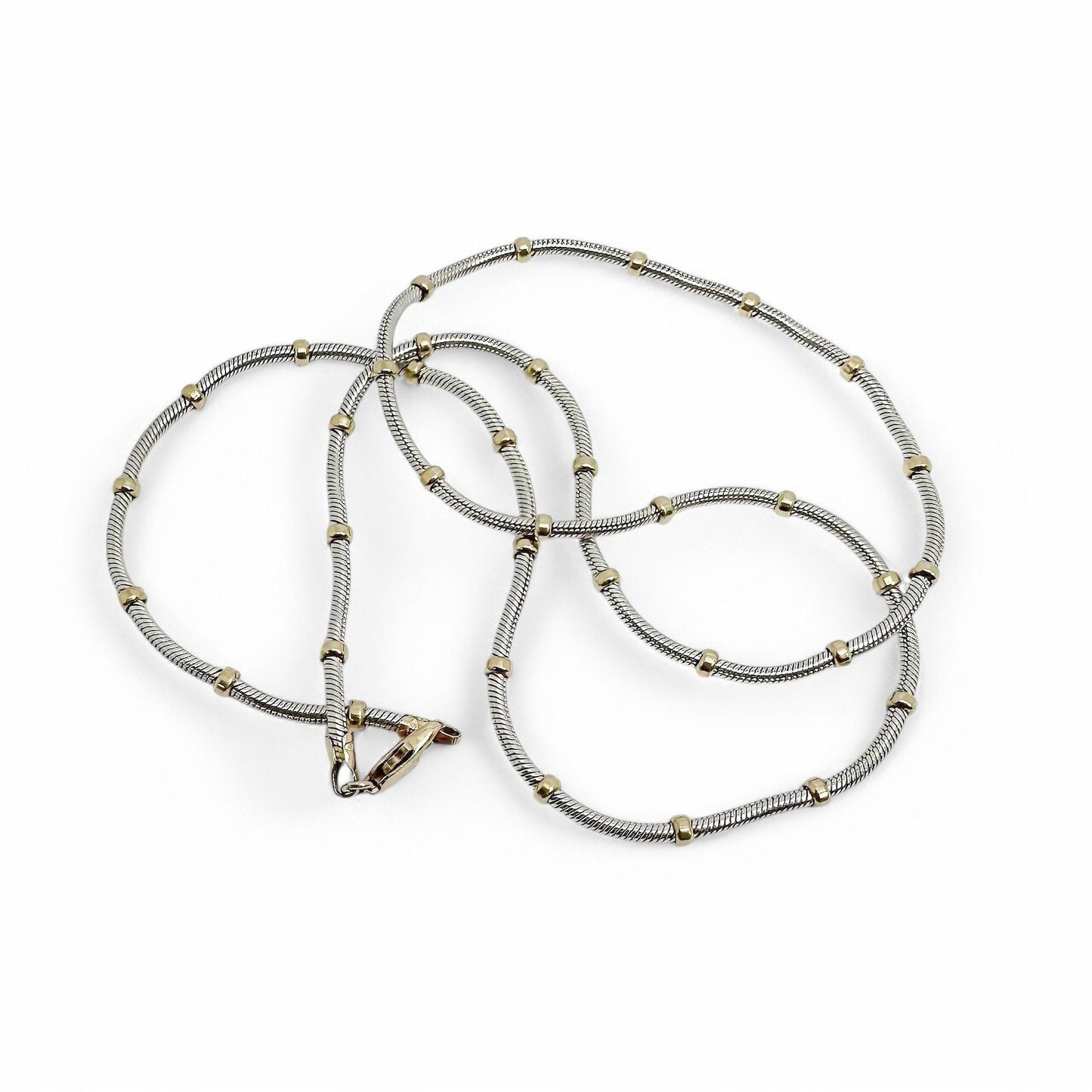 Vintage bicolour 9kt yellow and gold fancy link chain necklace
