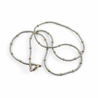 Vintage bicolour 9kt yellow and gold fancy link chain necklace