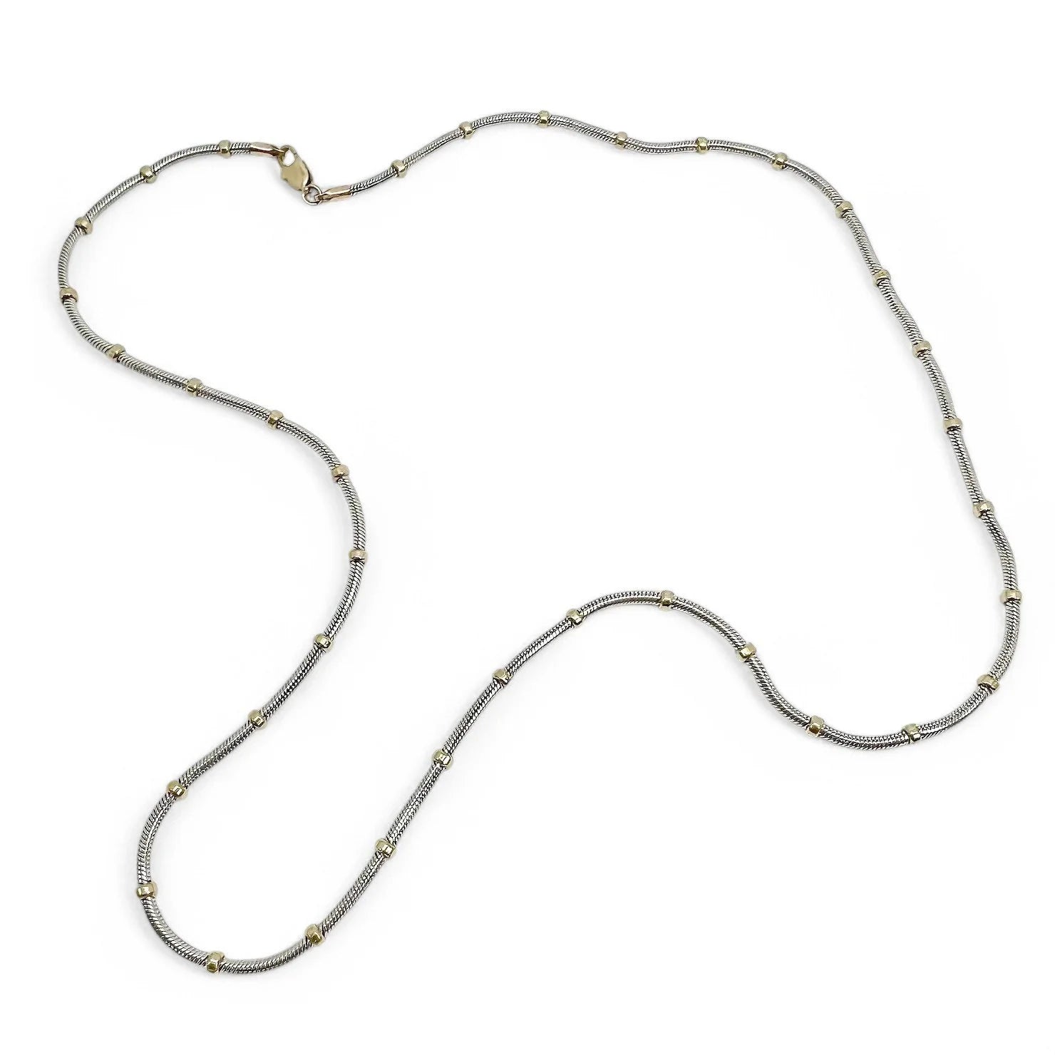 Vintage bicolour 9kt yellow and gold fancy link chain necklace