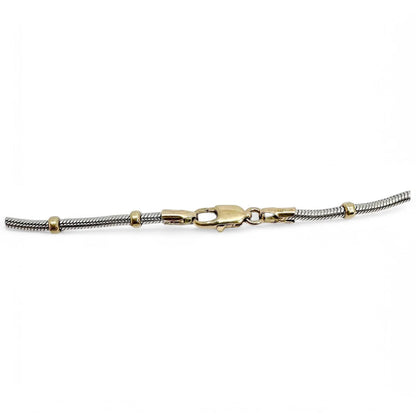 Vintage bicolour 9kt yellow and gold fancy link chain necklace