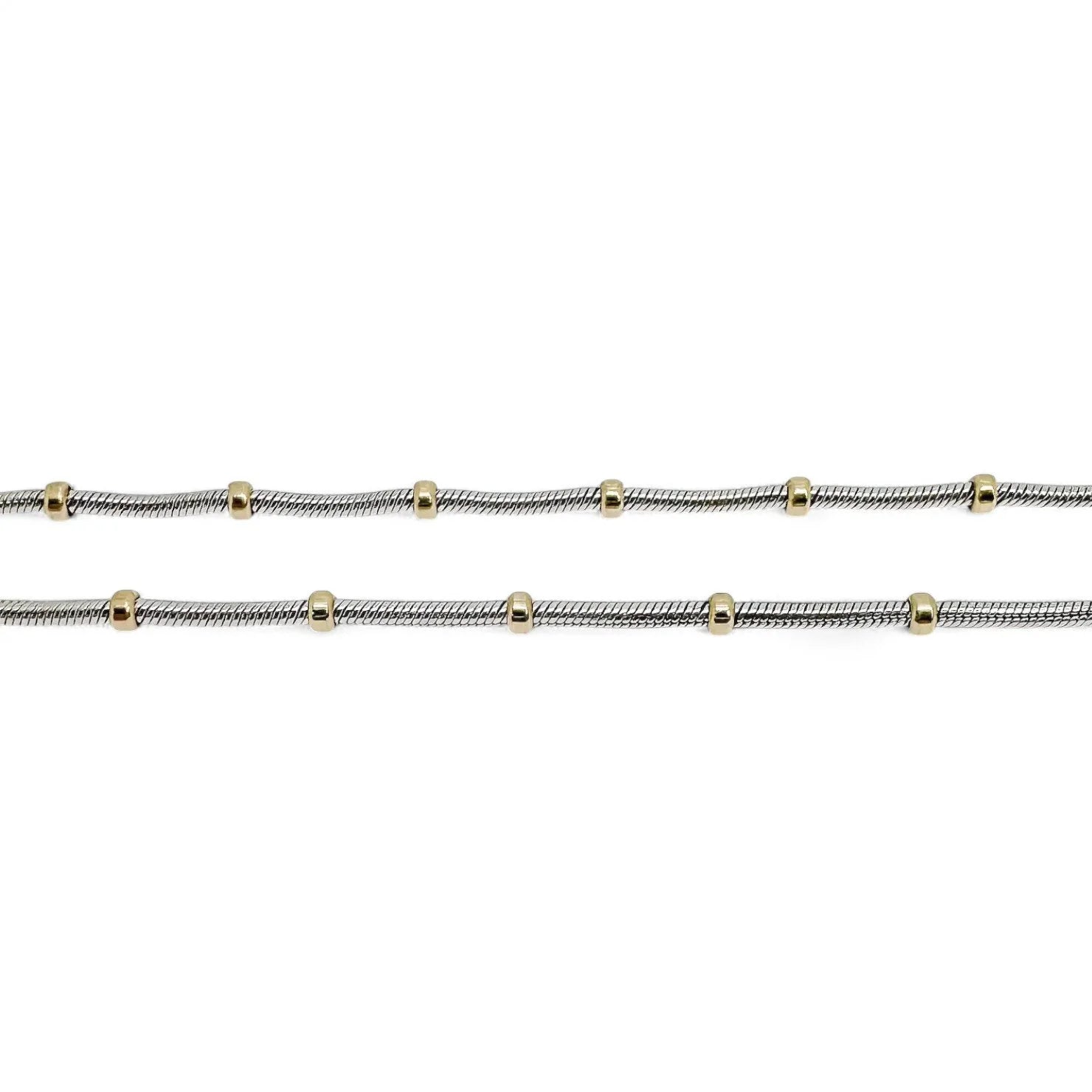 Vintage bicolour 9kt yellow and gold fancy link chain necklace