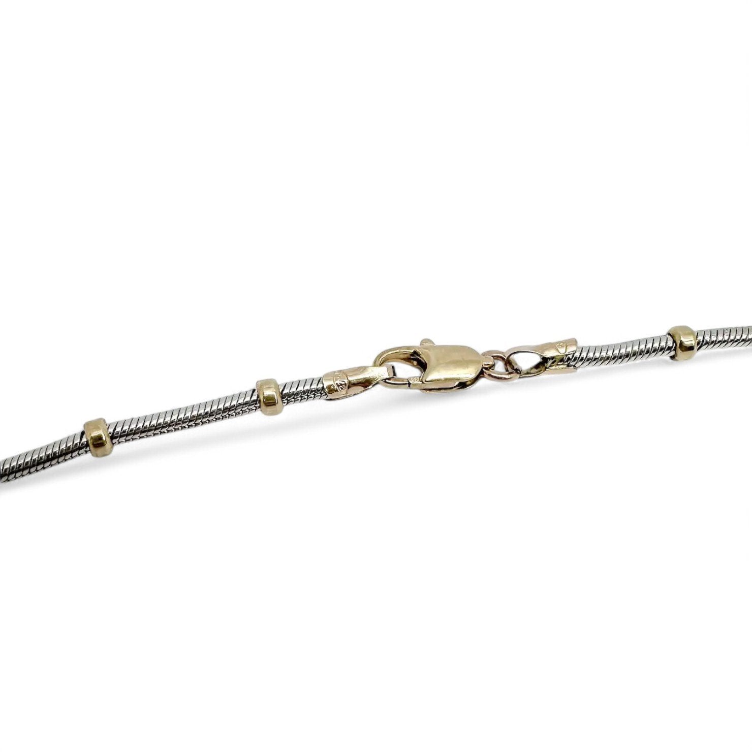 Vintage bicolour 9kt yellow and gold fancy link chain necklace