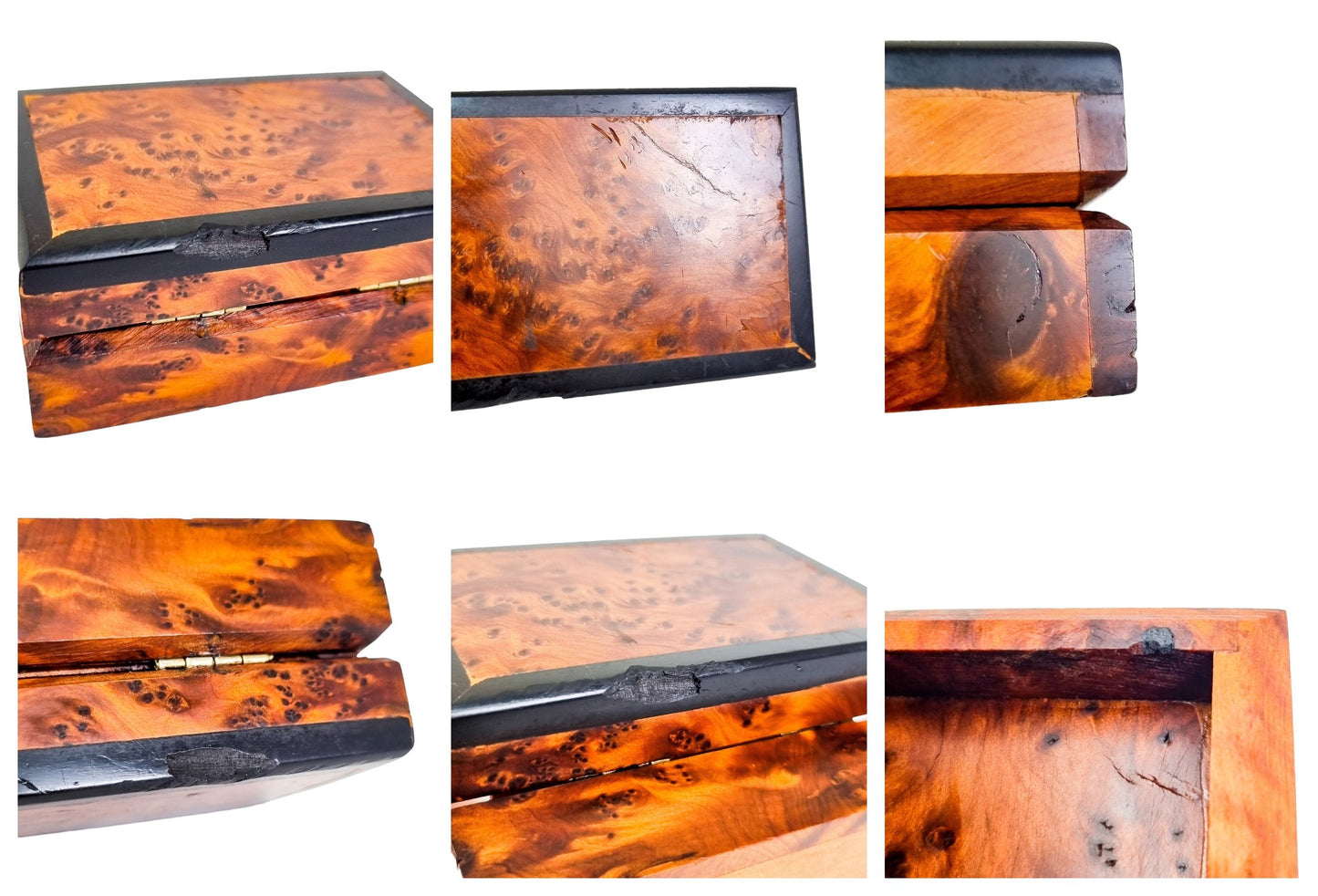 Art Deco burr amboyna table cigarette holder box / vide poche