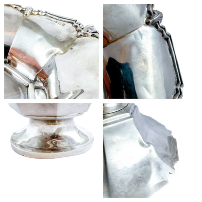 Art Deco sterling silver pedestal octagonal sweetmeat basket / bonbon dish