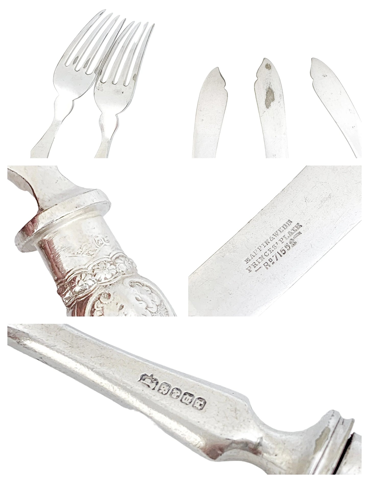 Late Victorian Mappin & Webb silver plated 24 piece 12 person fish cutlery set in oak canteen
