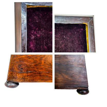 William IV rosewood sarcophagus tea caddy with mixing bowl and interior lids