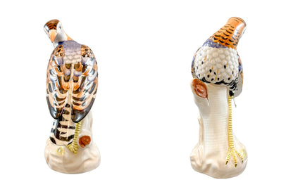 Pair of French 19th century Sèvres style porcelain Hoopoe bird figurines
