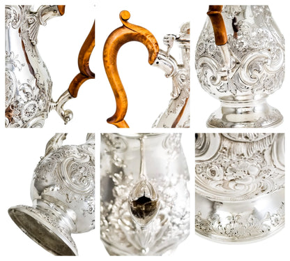 George III sterling silver pear-shaped Rococo coffeepot, 1767