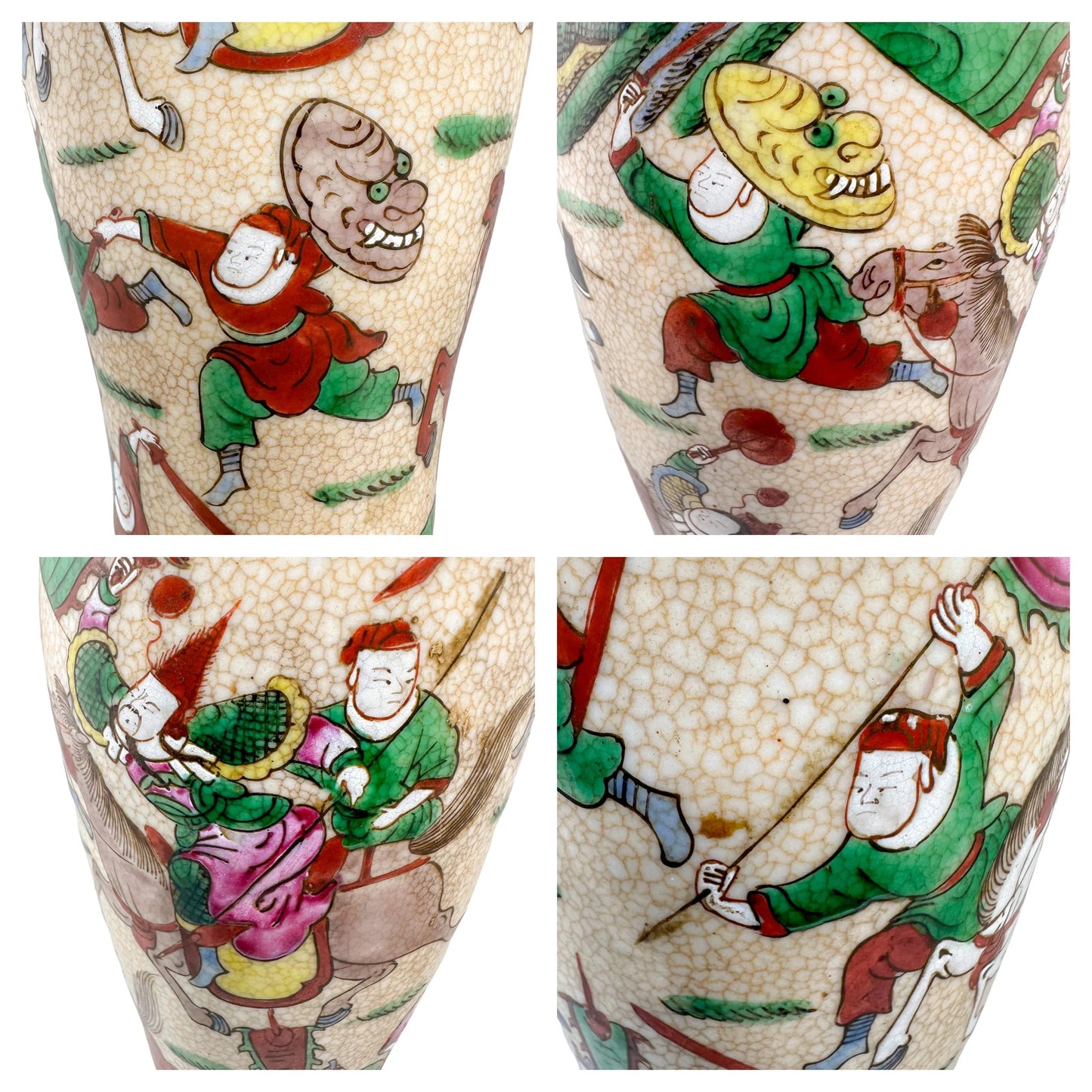 19th century Chinese Chenghua style famille verte crackle glaze jar vase