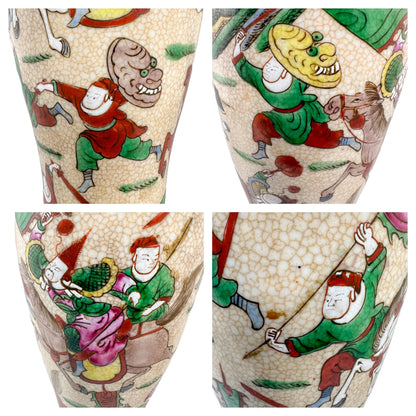 19th century Chinese Chenghua style famille verte crackle glaze jar vase