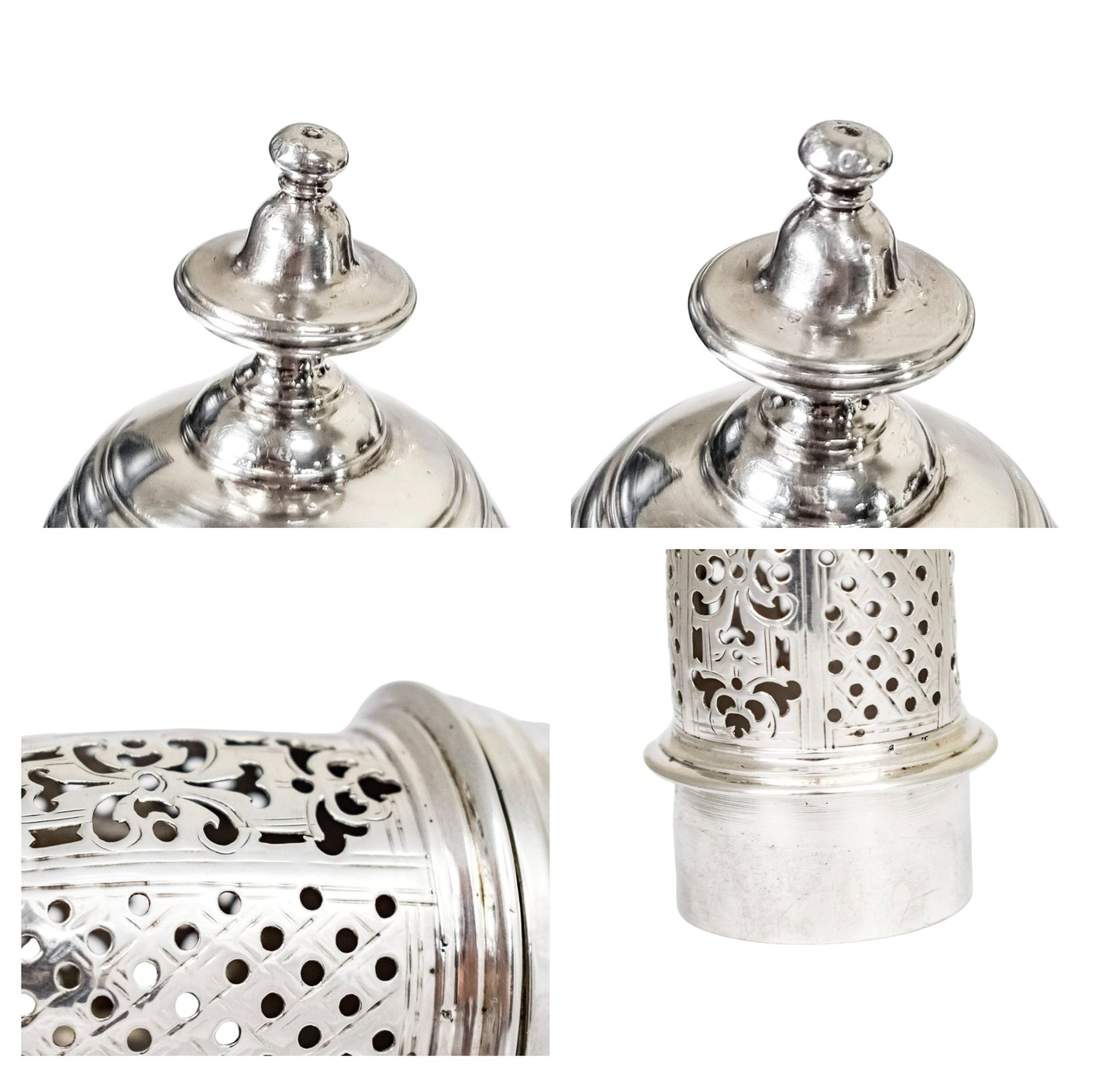 George II large sterling silver pepper pot / sugar sifter, Samuel Wood, 1740