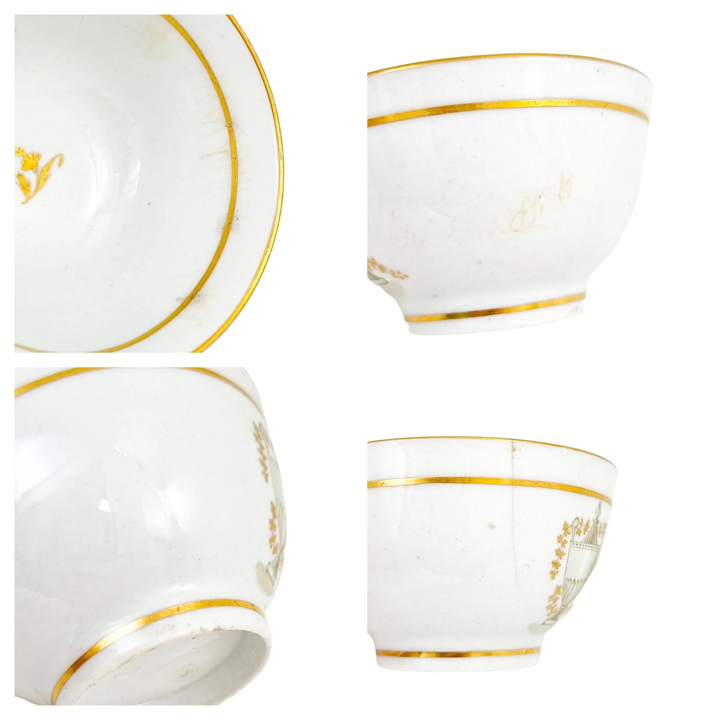 Georgian Thomas Wolfe (Factory Z) porcelain set of 3 bat-printed tea slop bowls, c. 1800