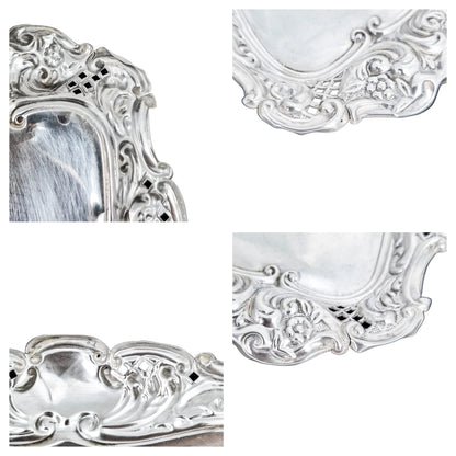 Edwardian sterling silver large pin dish / dressing table tray / vide poche