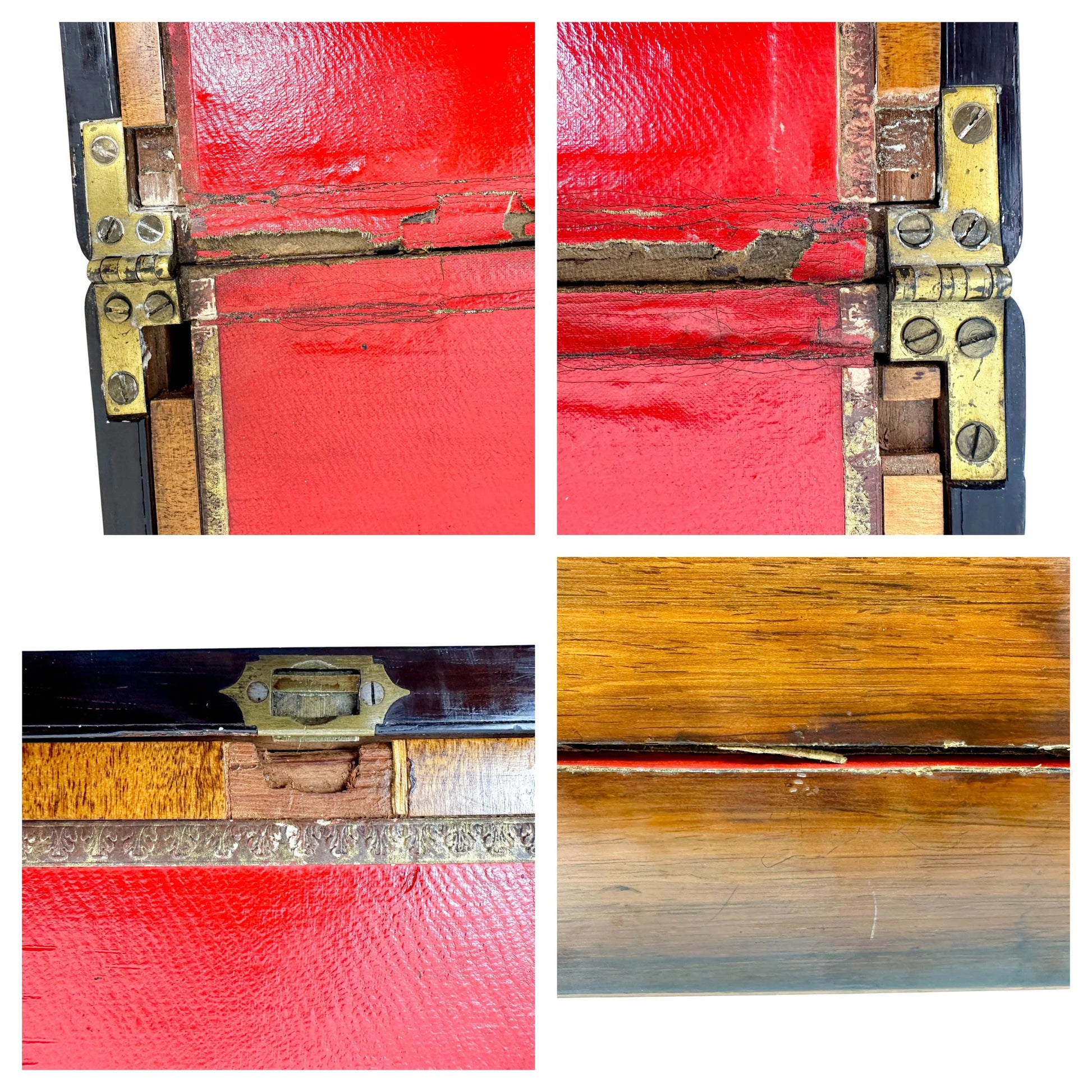 Large rosewood Victorian writing box with mother of pearl cartouche and secret pull out drawers
