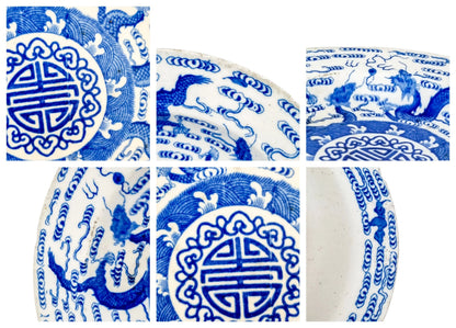 George III First Period Worcester Chinoiserie blue and white porcelain dragon bowl