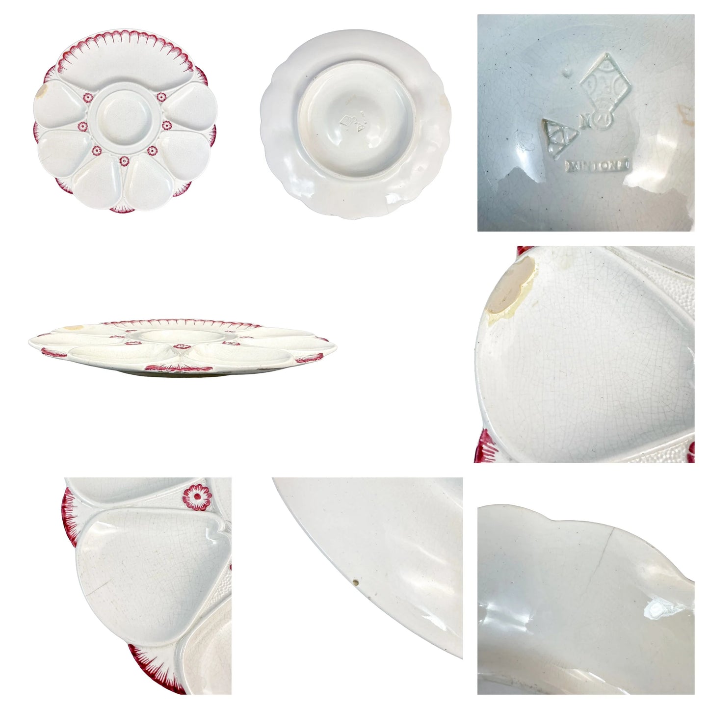 Mid-Victorian set of English Minton porcelain white and pink oyster plates