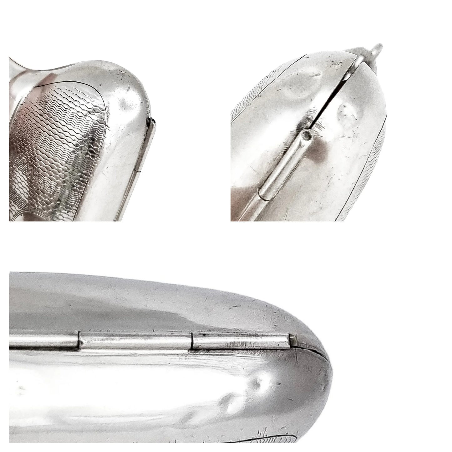 George V sterling silver coin purse evening bag finger ring chain, vacant cartouche