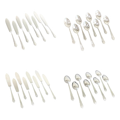 1940's George Butler cased Dubarry 77 piece 8 person cutlery canteen with fish flatware and turkey carving set