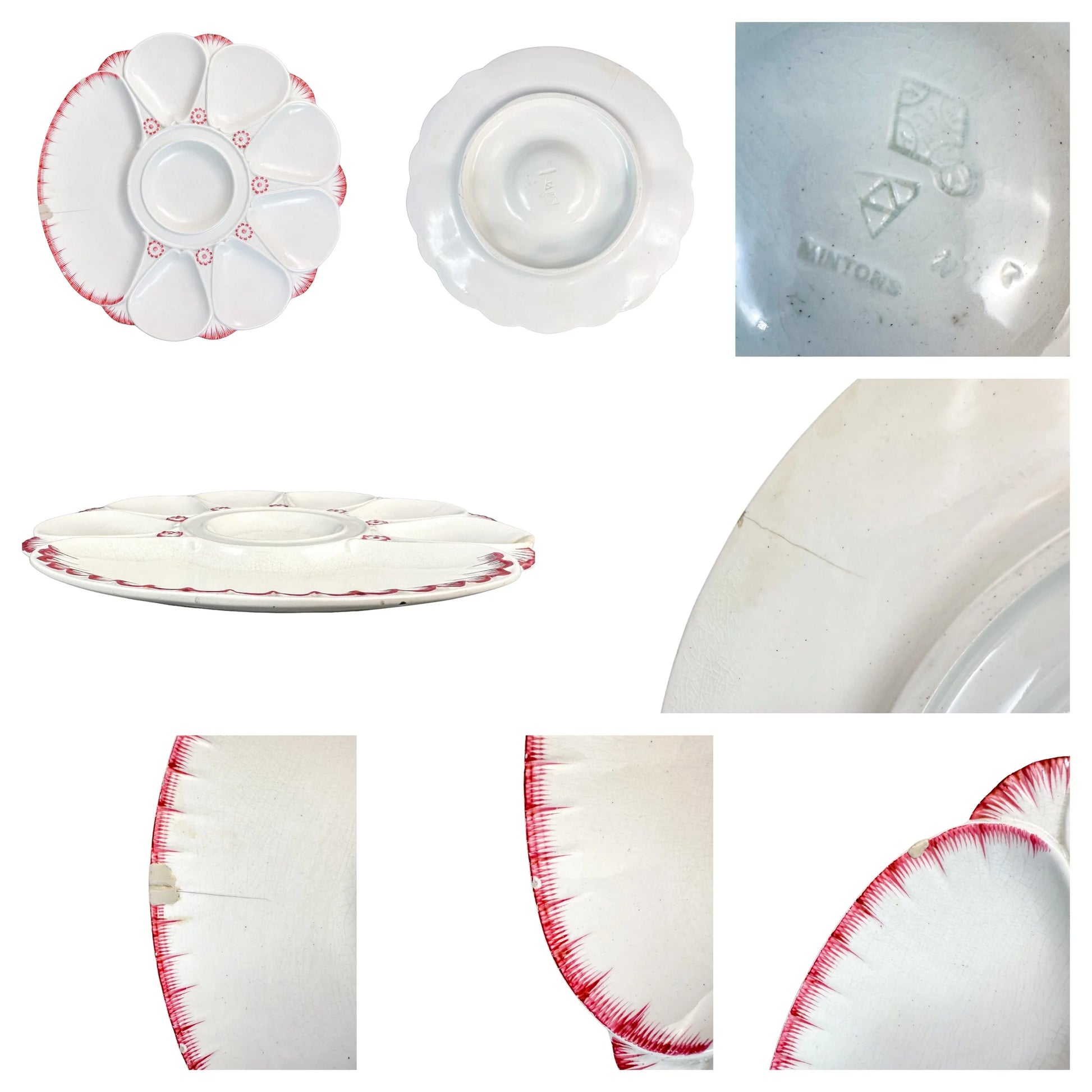 Mid-Victorian set of English Minton porcelain white and pink oyster plates