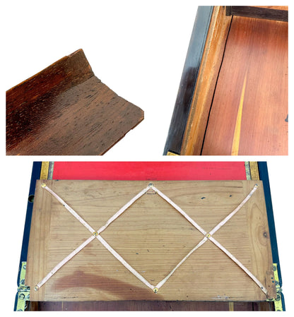Large rosewood Victorian writing box with mother of pearl cartouche and secret pull out drawers