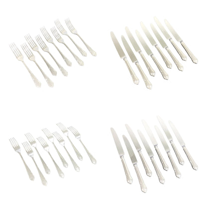 1940's George Butler cased Dubarry 77 piece 8 person cutlery canteen with fish flatware and turkey carving set