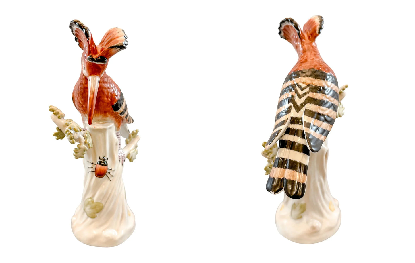 Pair of French 19th century Sèvres style porcelain Hoopoe bird figurines