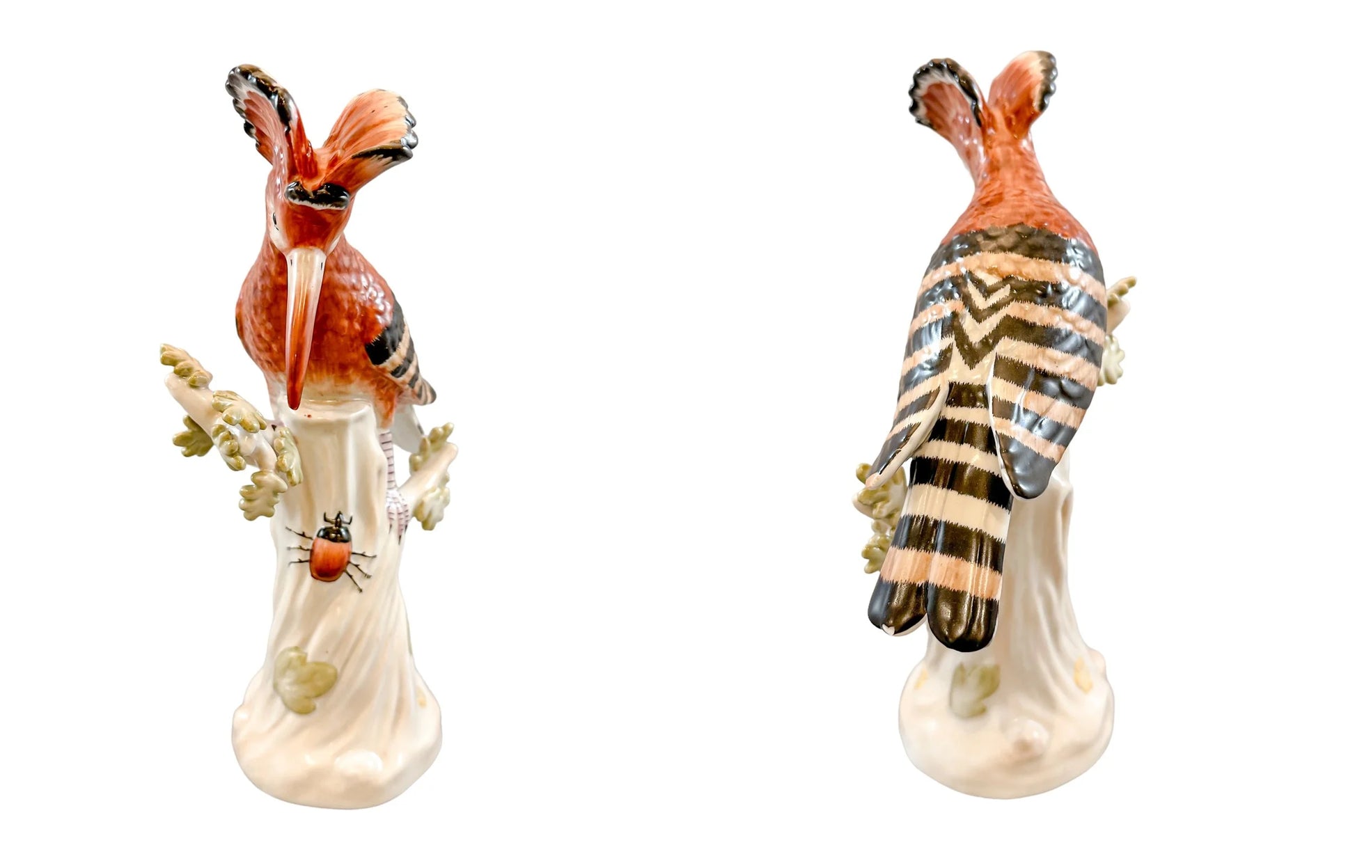 Pair of French 19th century Sèvres style porcelain Hoopoe bird figurines