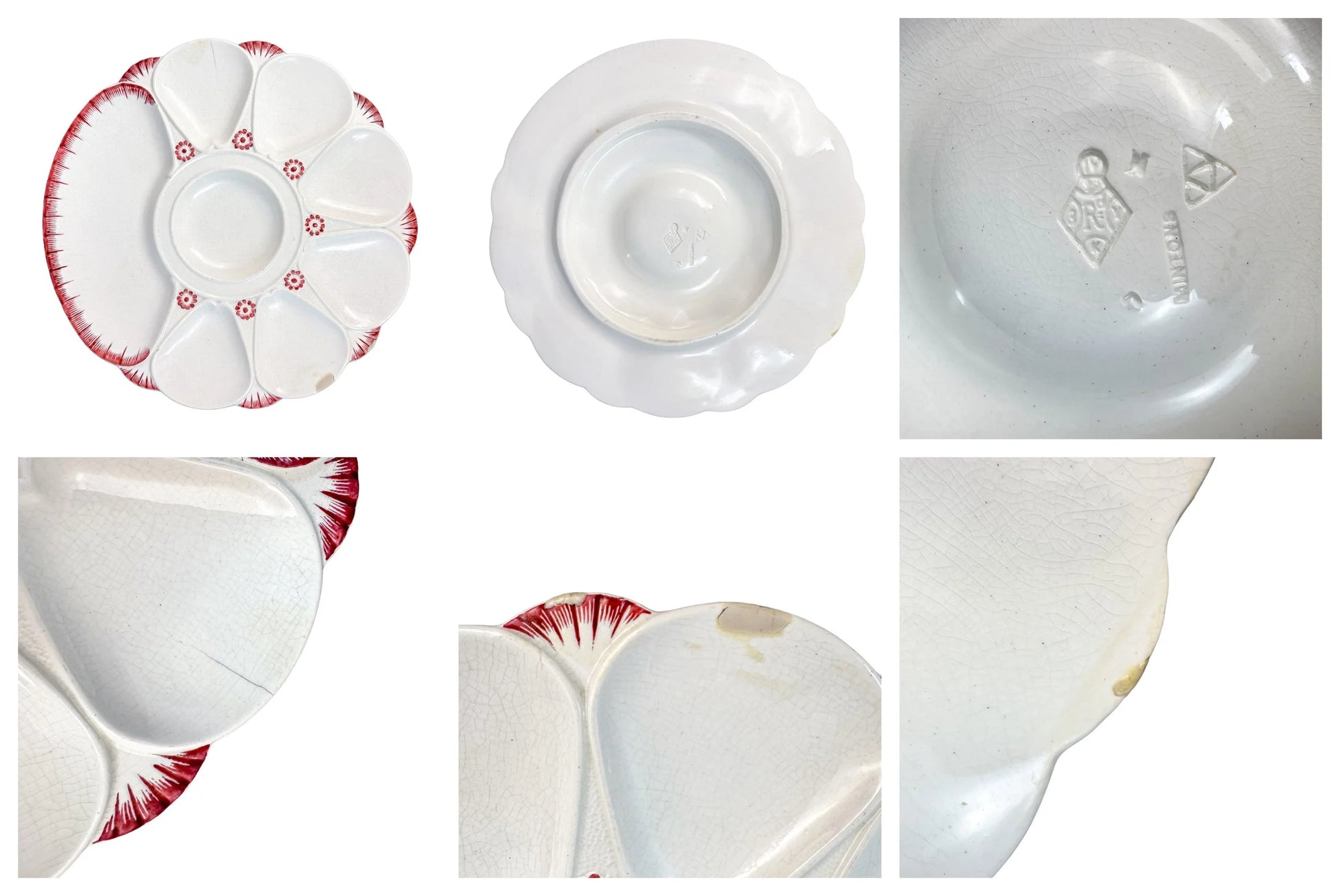 Mid-Victorian set of English Minton porcelain white and pink oyster plates
