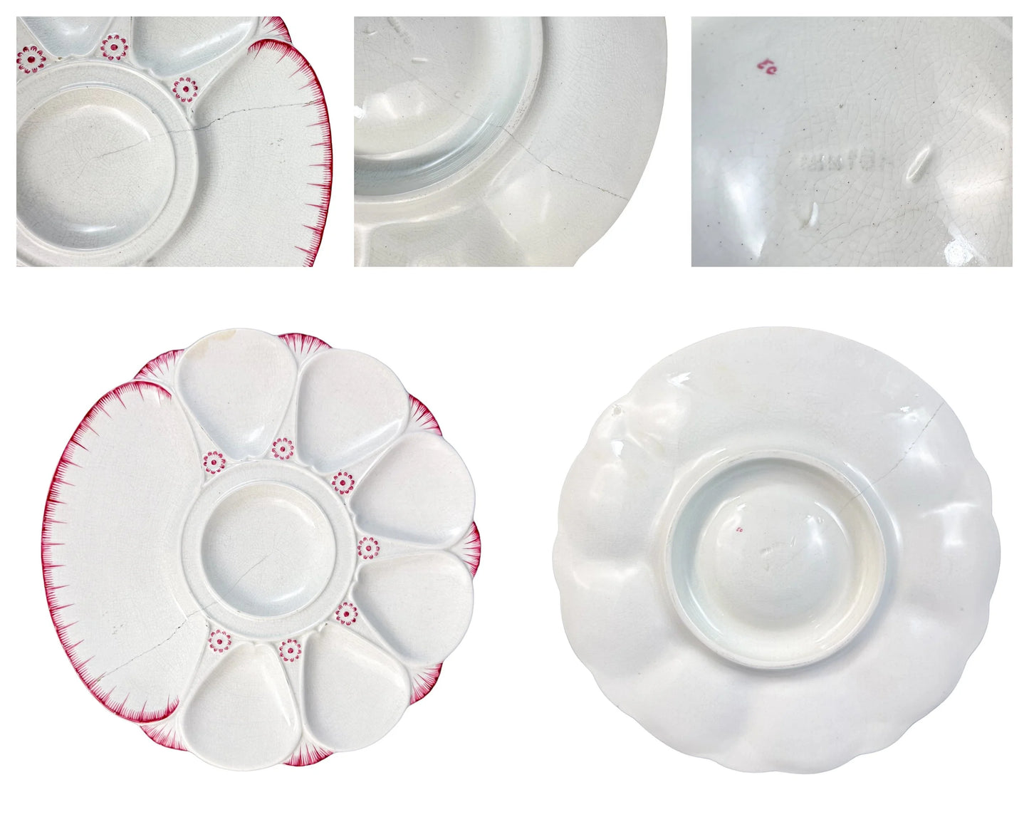 Mid-Victorian set of English Minton porcelain white and pink oyster plates