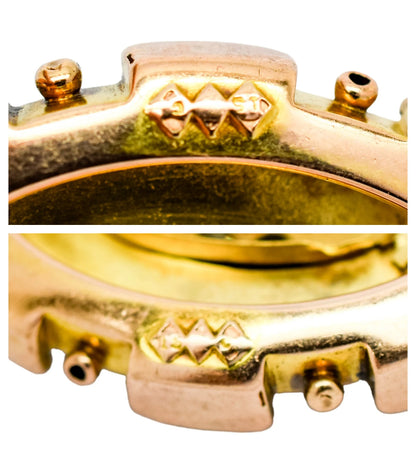 Victorian Etruscan Revival 15ct gold locket brooch, 0.6ct Old-cut diamonds, 13.22g