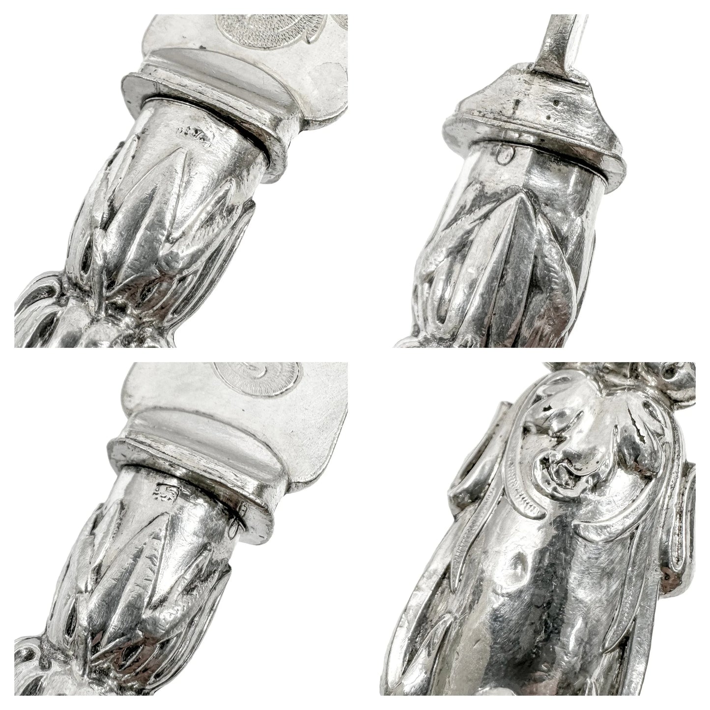 Mid-Victorian sterling silver fish server set embossed with Renaissance sea monsters