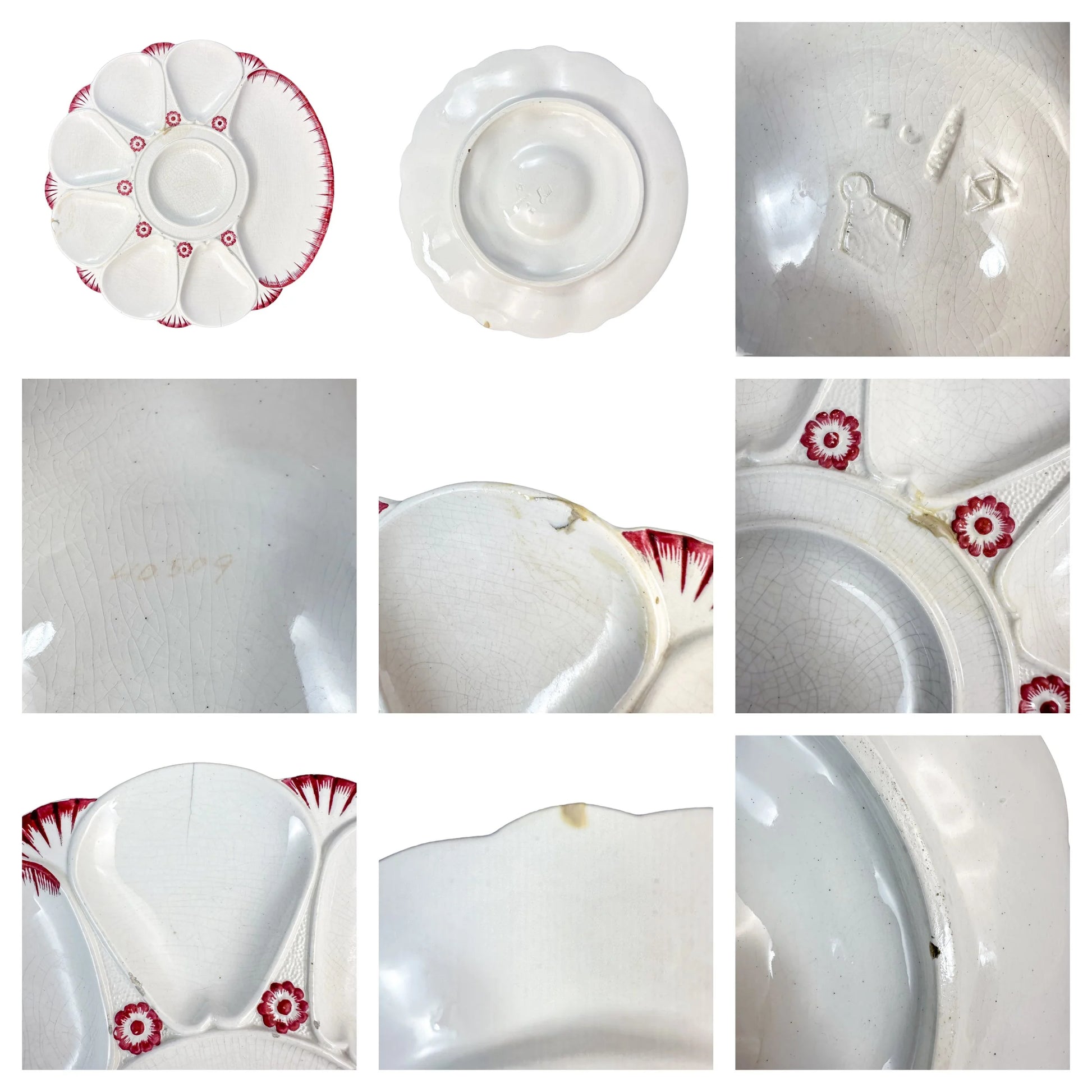 Mid-Victorian set of English Minton porcelain white and pink oyster plates