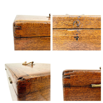 Arts and Crafts oak jewellery box with removable trays and working key