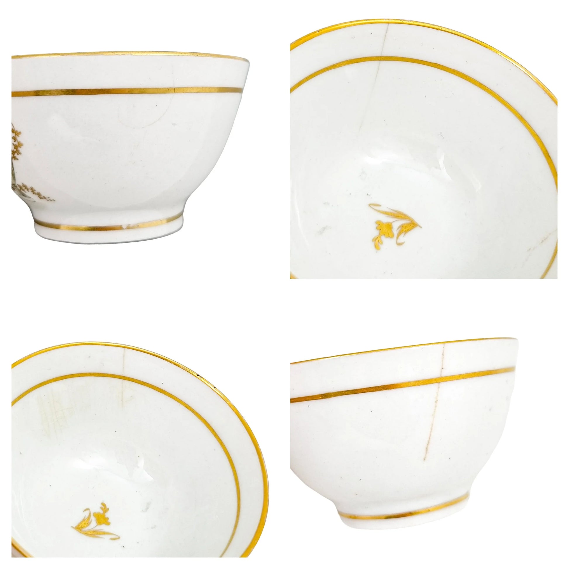Georgian Thomas Wolfe (Factory Z) porcelain set of 3 bat-printed tea slop bowls, c. 1800