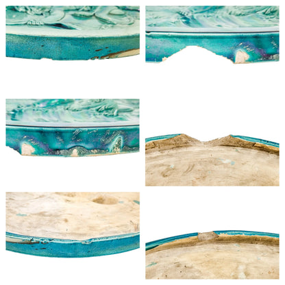 French 1890's Clément Massier huge iridescent turquoise wall charger
