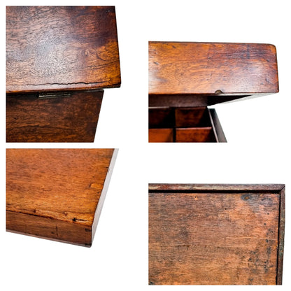 Romantic Victorian rosewood sewing / jewellery storage box with heart cartouche