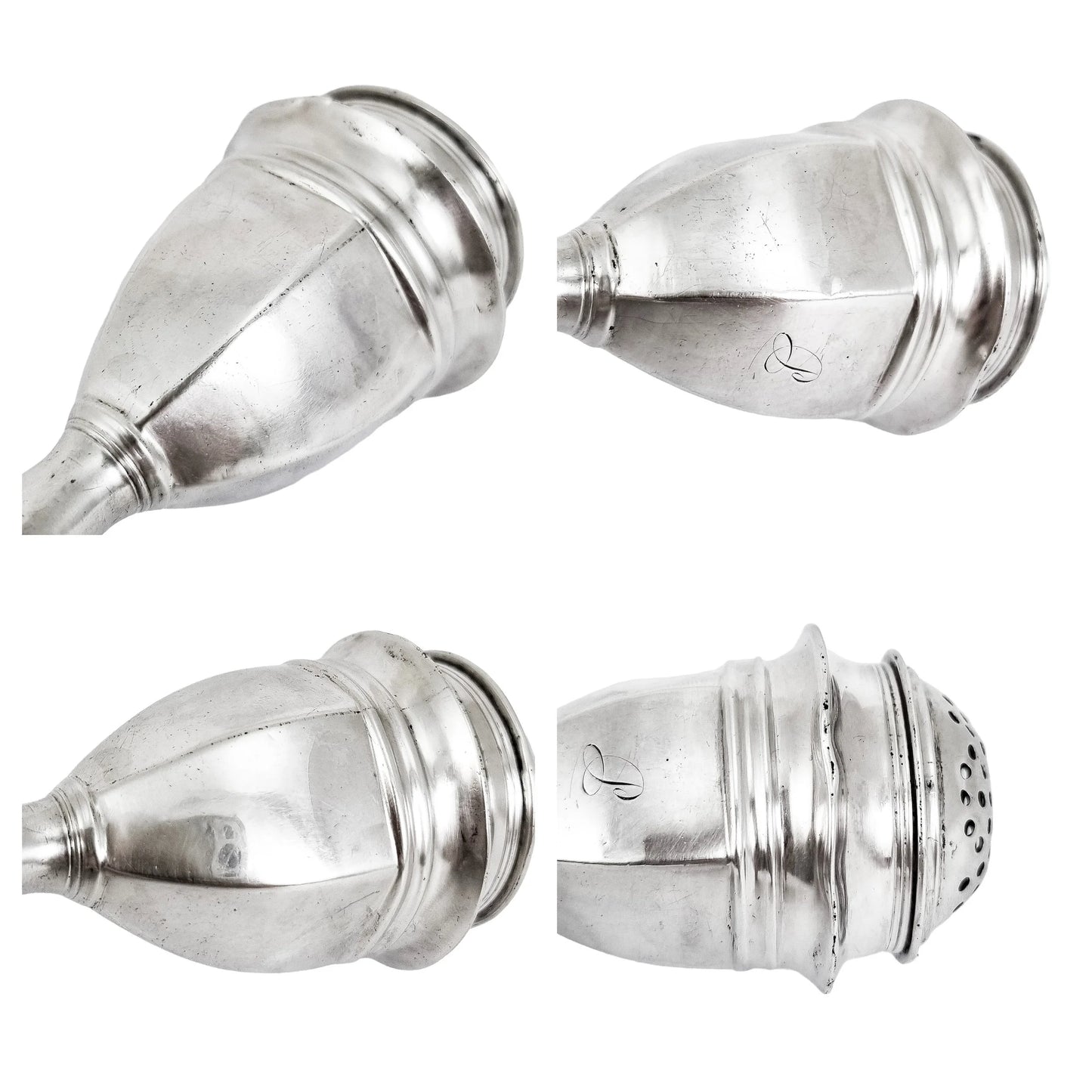 George III Thomas Johnson sterling silver sugar spice caster / muffineer, 1807
