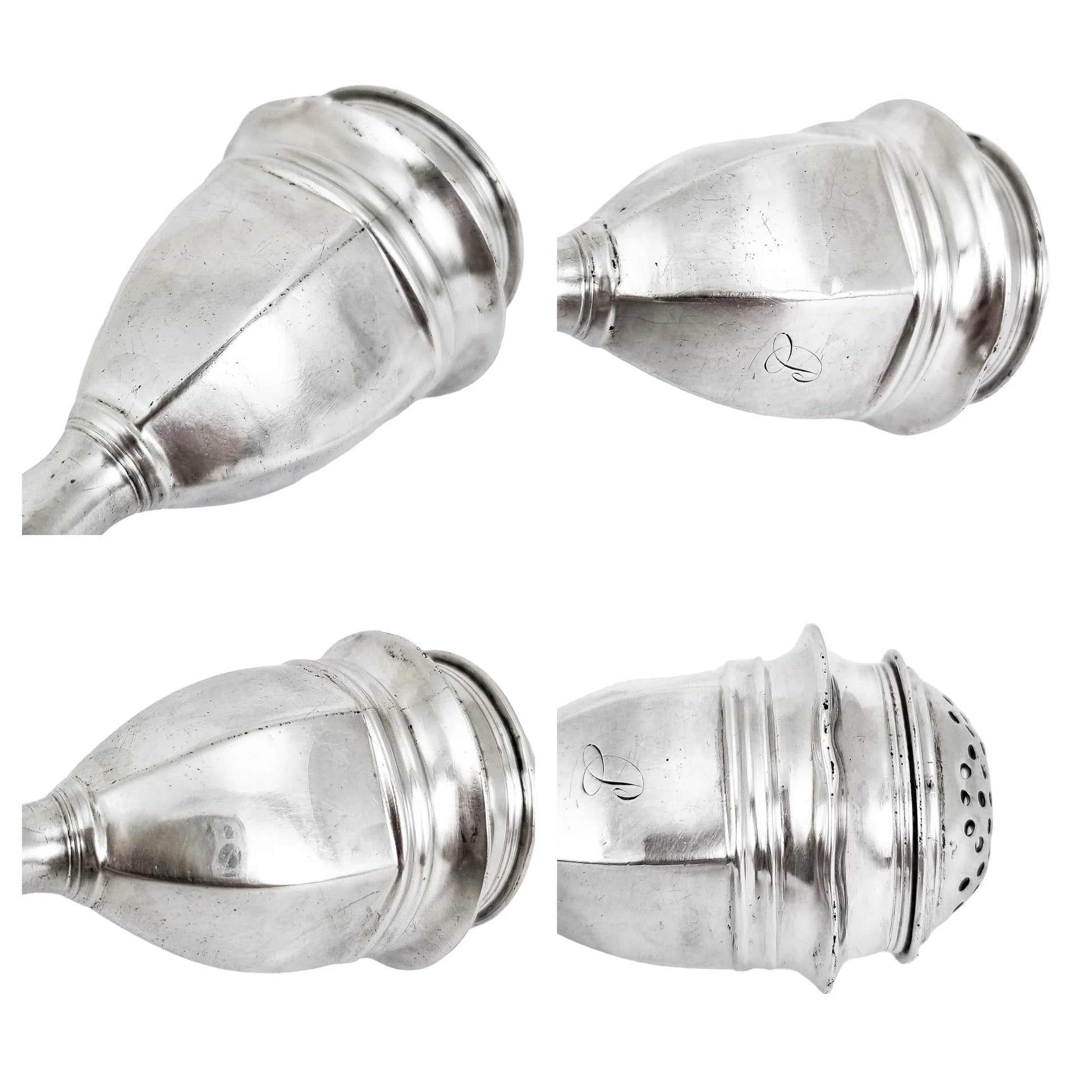 George III Thomas Johnson sterling silver sugar spice caster / muffineer, 1807