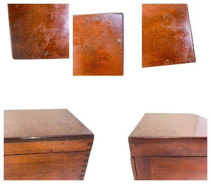 Late Victorian mahogany apothecary box / medicine chest with bottles