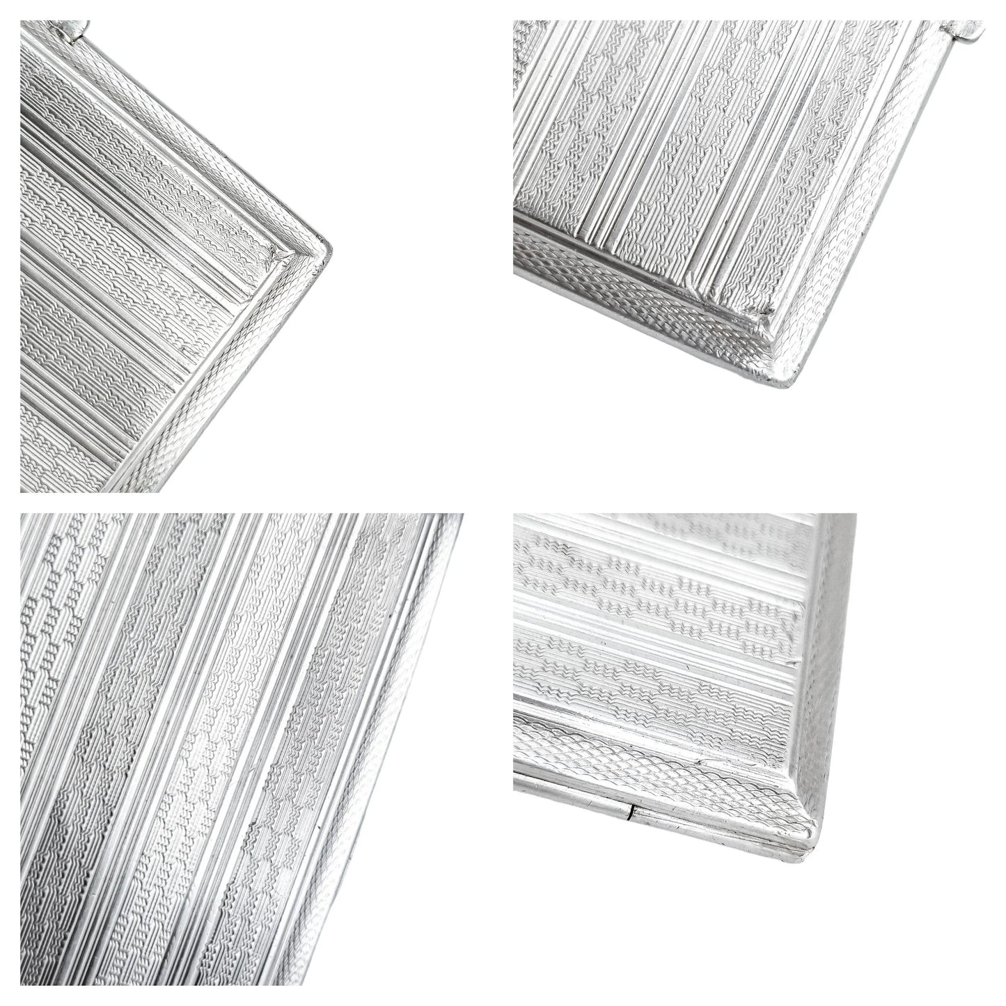 Art Deco sterling silver engine-turned square cigarette / card case